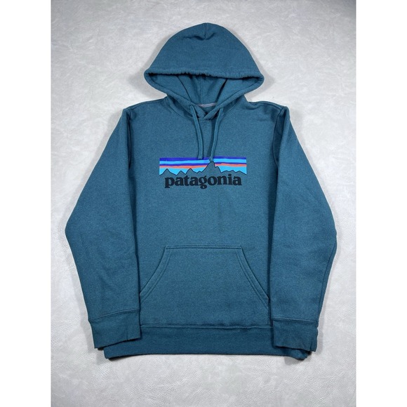 Patagonia P-6 Uprisal Hoody Size Small Teal Regular Fit Sweatshirt Logo Pullover - Picture 2 of 10